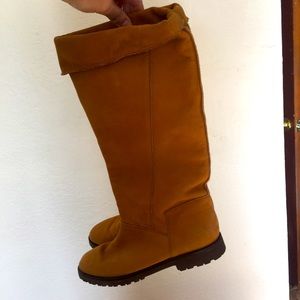 Brown leather tall boots
